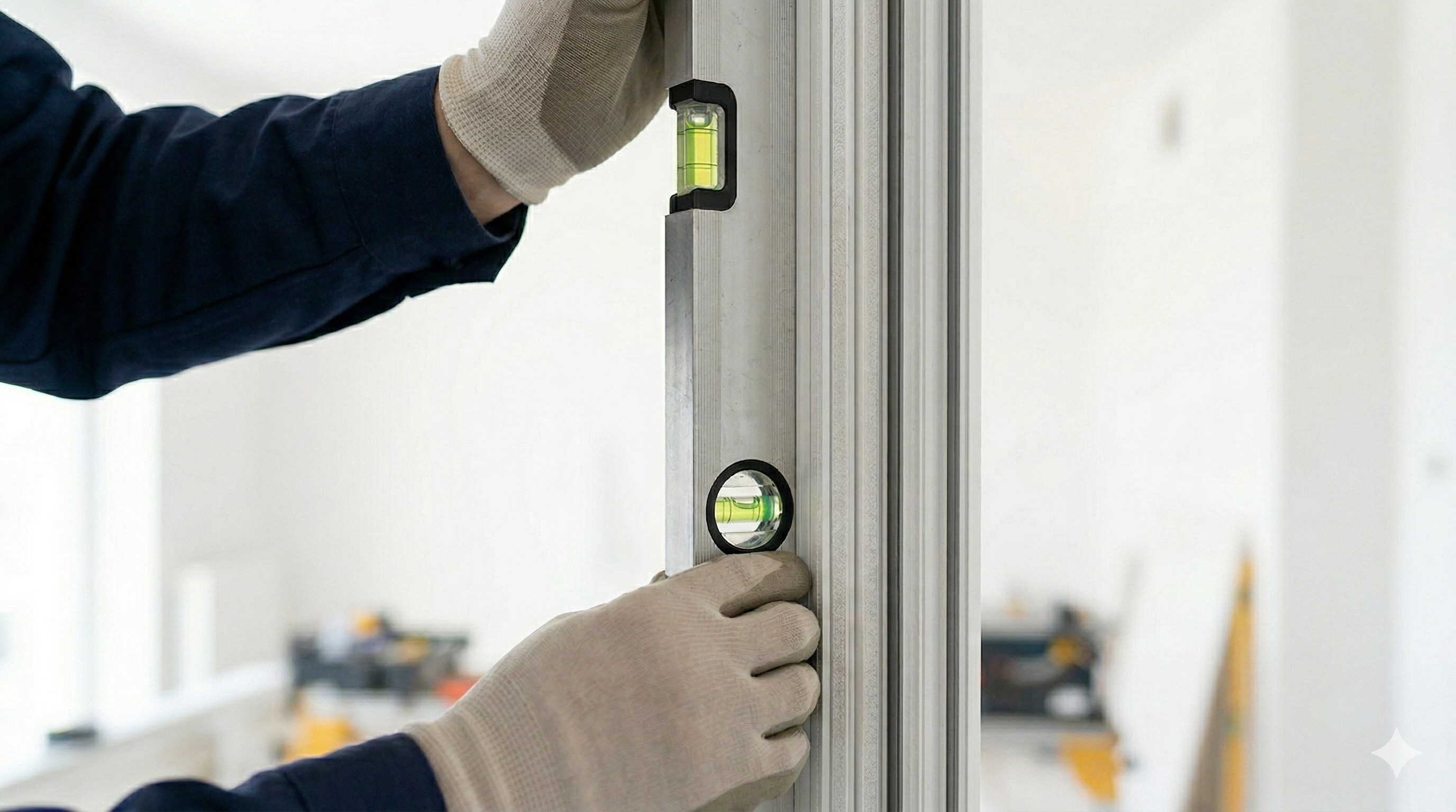 Pose d'une fenêtre PVC sur un chantier de rénovation